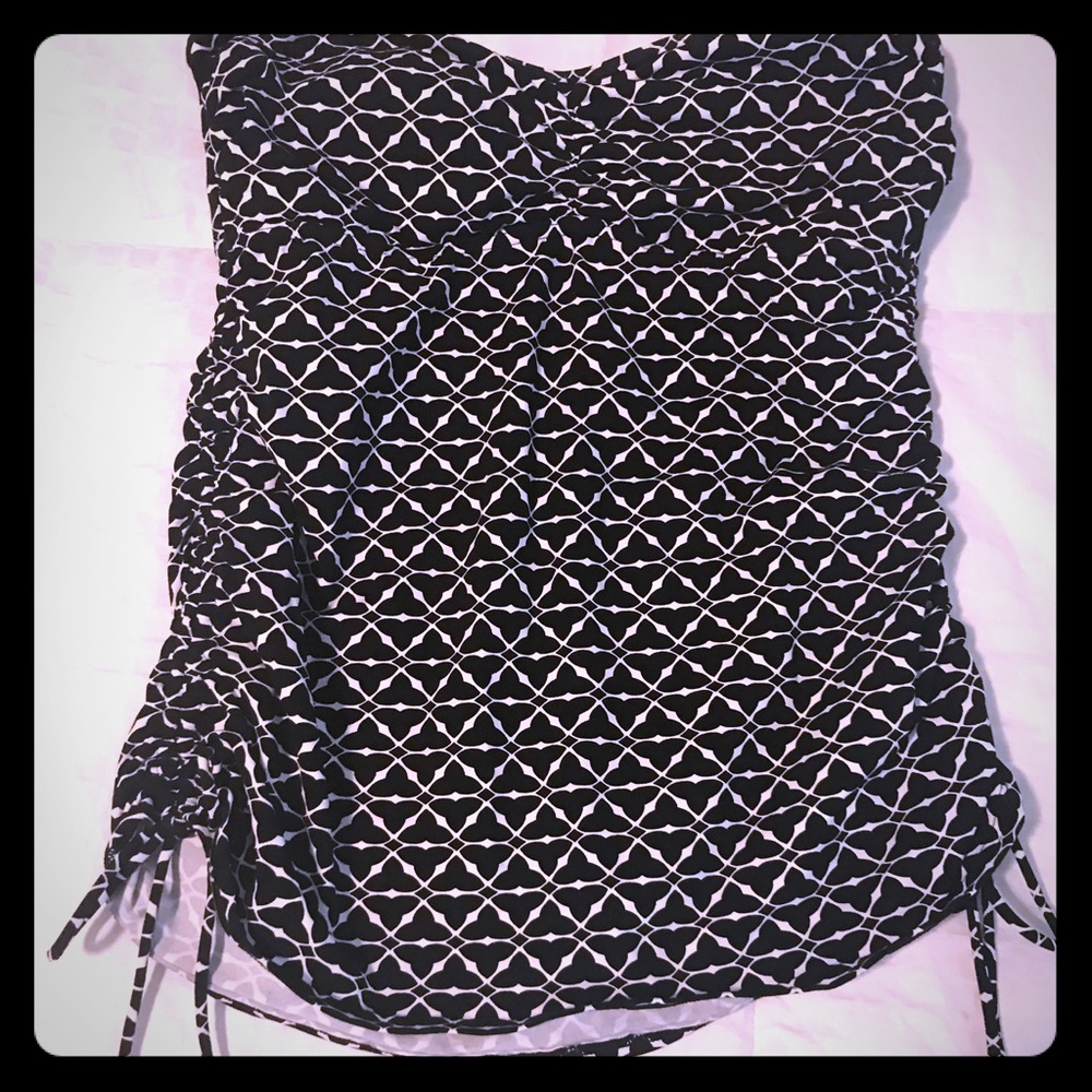 lands end ruched bandeau swim tankini. size 4